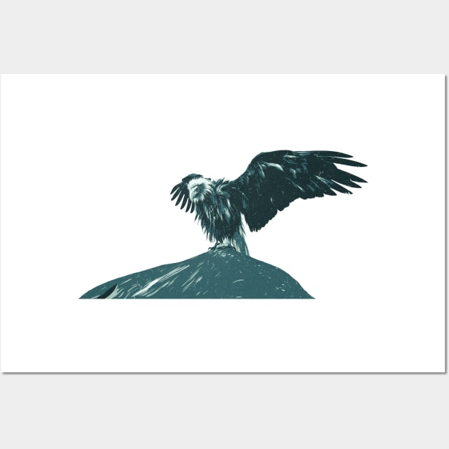 Bald Eagle Spreading Wings Aged Illustration Wall Art by boholoc0